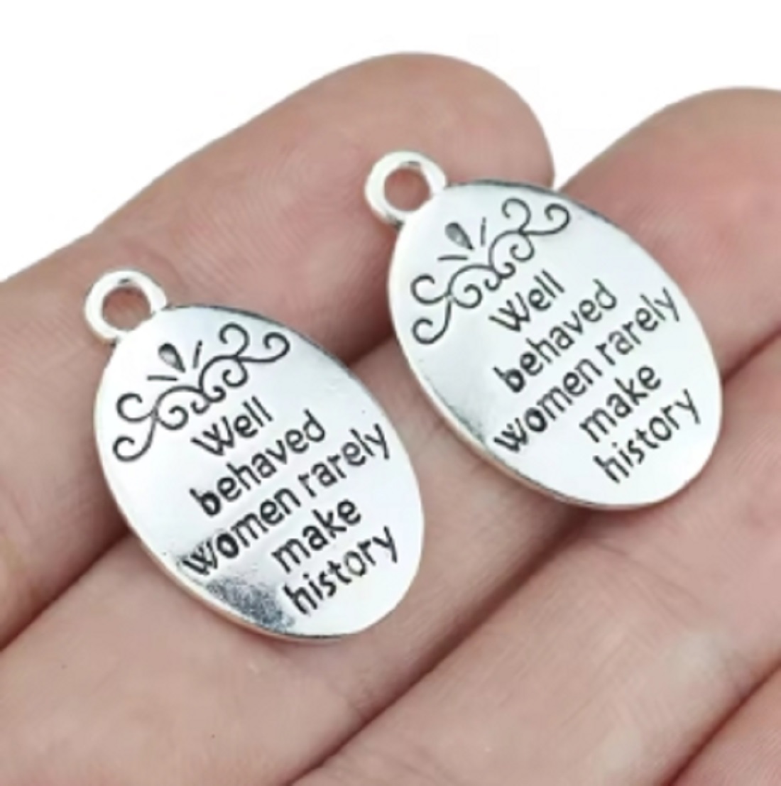 Women Fashion History - 10 Pcs/Lot Oval Antique Silver Plated