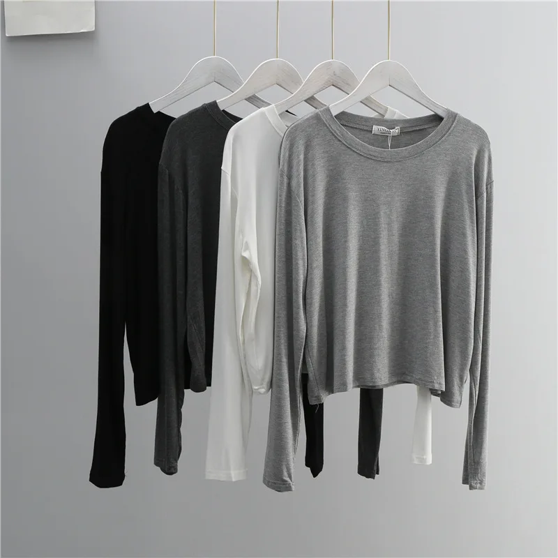 Women'S Fashion Jersey - O Neck Cotton Blend Long Sleeve
