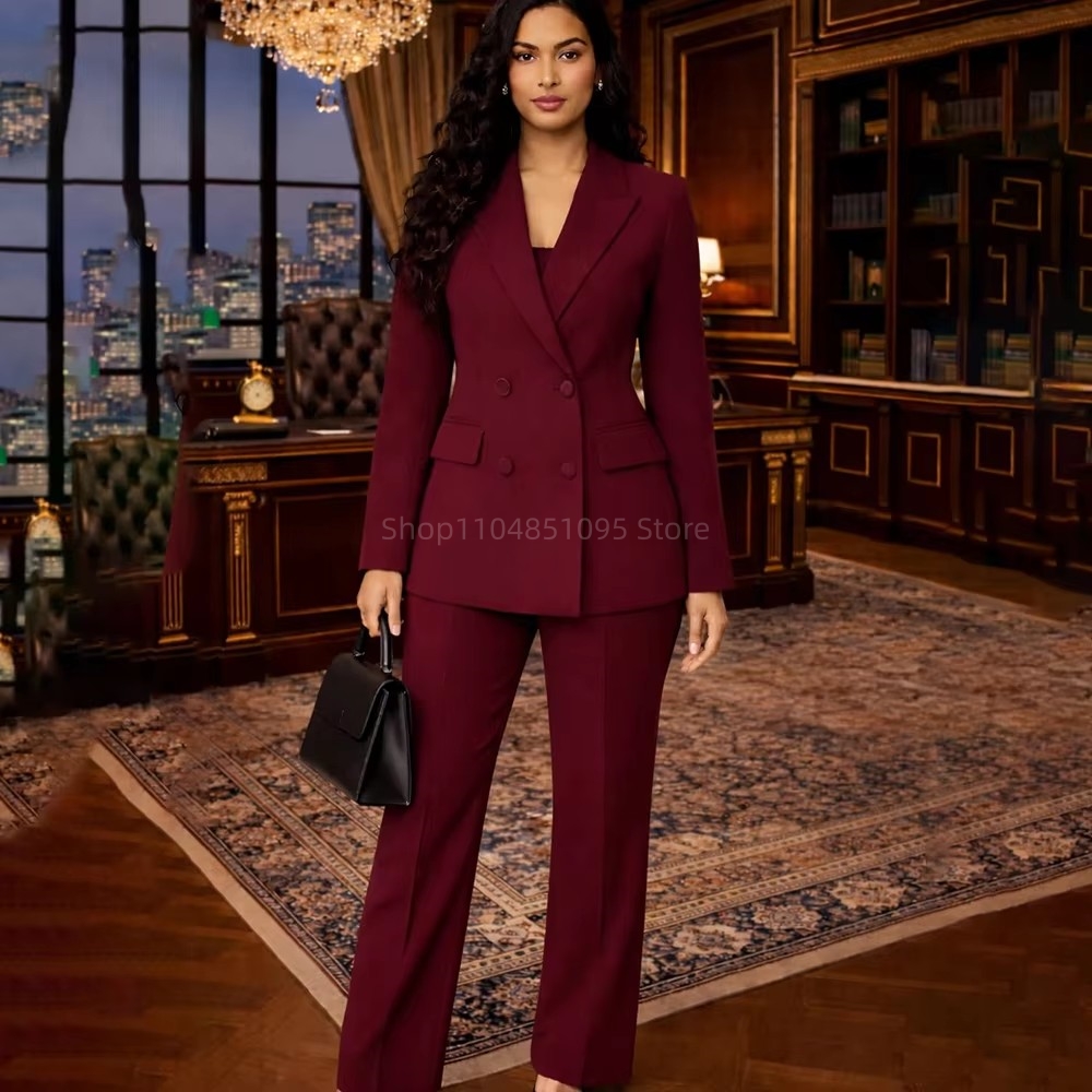 Women'S Fashion Jersey - Fashion Chic Burgundy Suits for Women