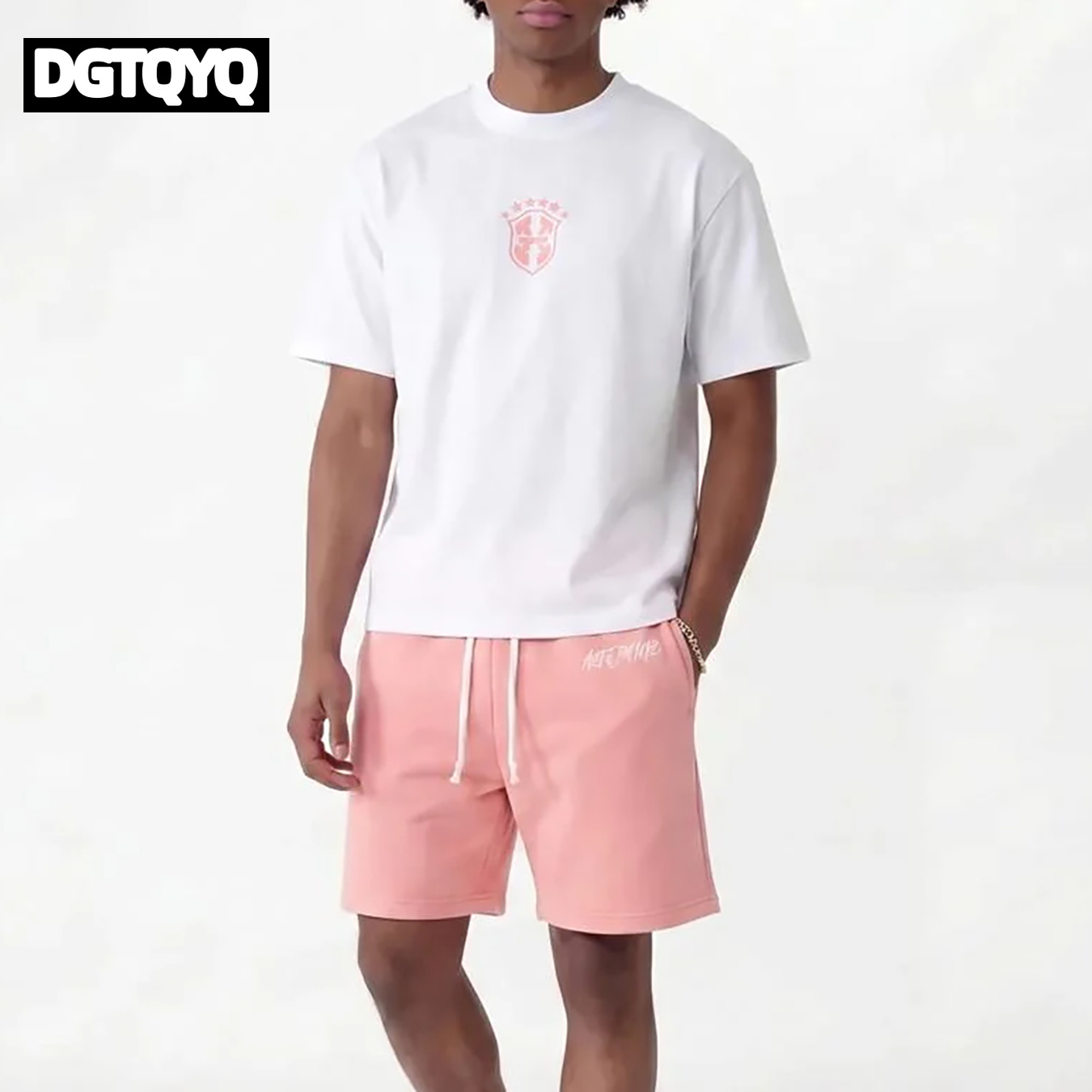 Women Fashion Images - Man's Summer New Pink Embroidered Casual