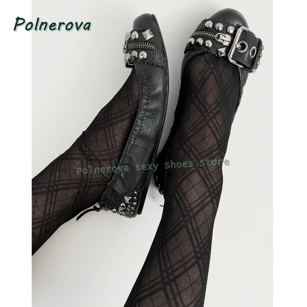 Women'S Fashion Day - Rivet Belt Buckle Mary Jane Shoes