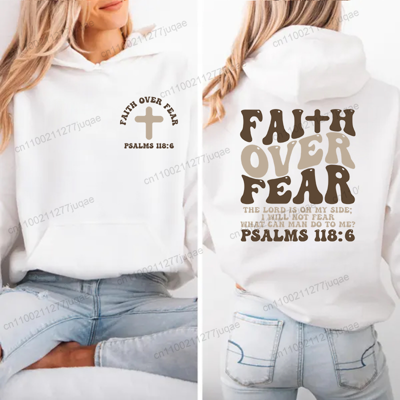 Faith Over Fear Print Sweatshi - Women Fashion Over 50 评论和价格