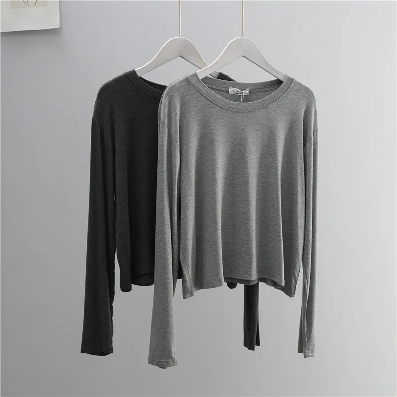O Neck Cotton Blend Long Sleev - Women'S Fashion Jersey 评论和价格