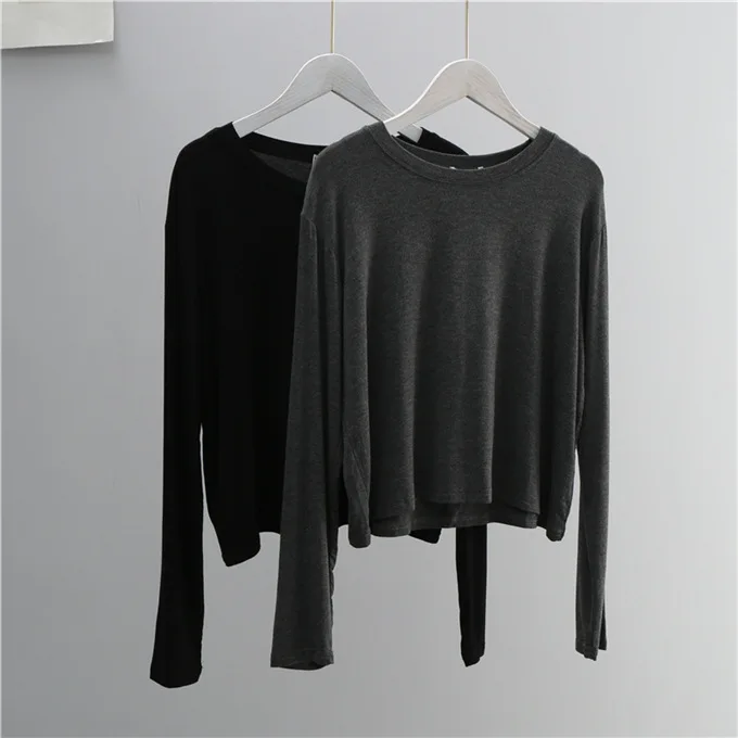 O Neck Cotton Blend Long Sleev - Women'S Fashion Jersey 评论和价格