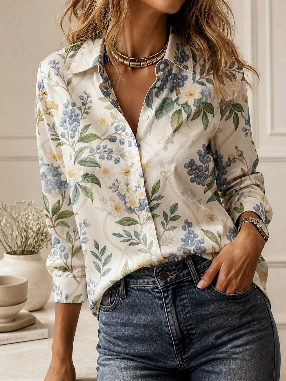 Casual All-match Collared Blou - Women'S Fashion Jersey 评论和价格