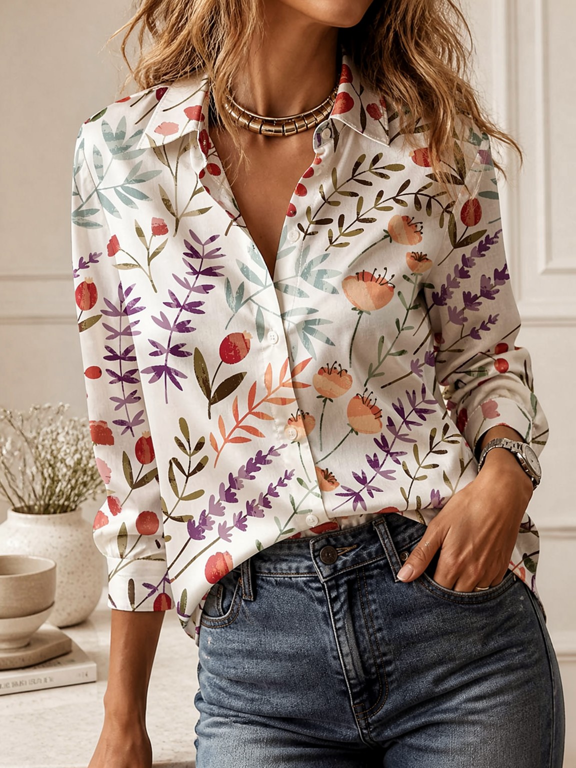 Casual All-match Collared Blou - Women'S Fashion Jersey 评论和价格