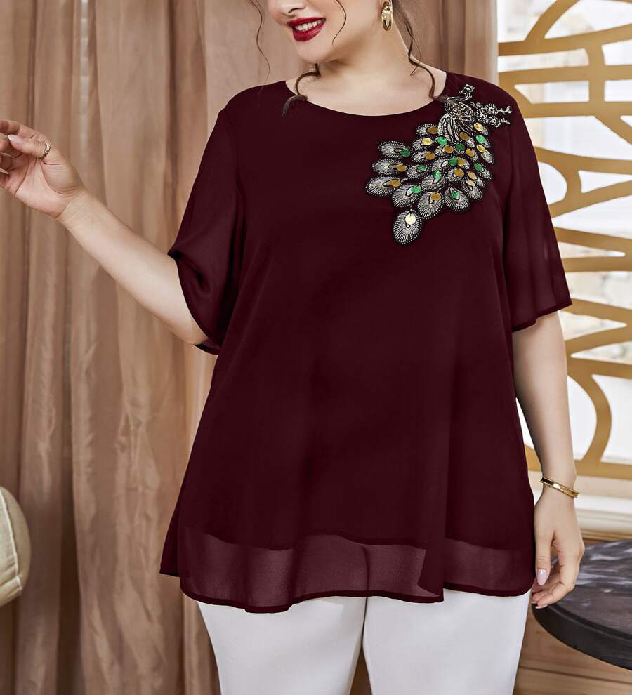 Plus Size Women's Embroidered  - Women'S Fashion Jersey 评论和价格