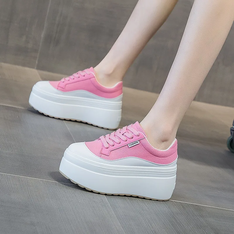 8cm New Canvas Genuine Leather - Women'S Fashion Gym Shoes 评论和价格