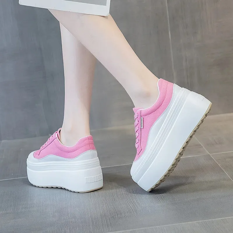 8cm New Canvas Genuine Leather - Women'S Fashion Gym Shoes 评论和价格