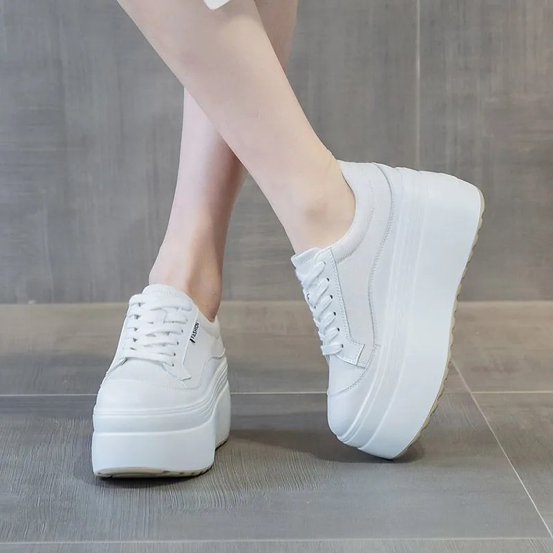 8cm New Canvas Genuine Leather - Women'S Fashion Gym Shoes 评论和价格