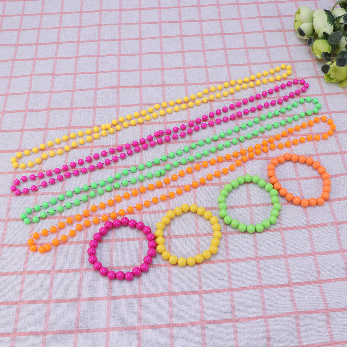 4Pcs Plastic Bead Necklace Wom - Women'S Fashion In The 80S 评论和价格