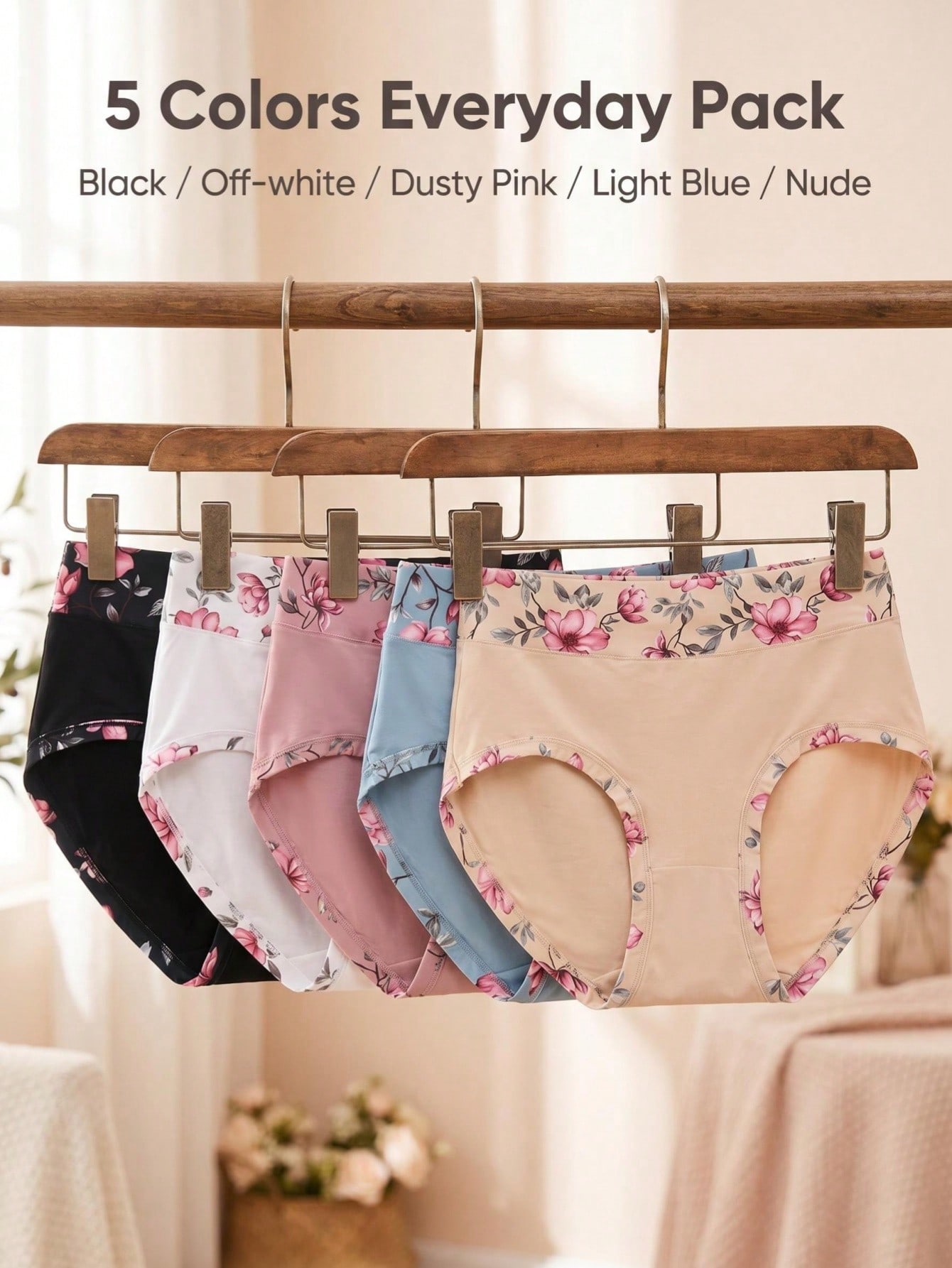 5PCS Plus Size Women's Flower  - Women Fashion Images 评论和价格