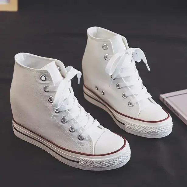 High 8cm Platform Canvas Shoes - Women'S Fashion Gym Shoes 评论和价格