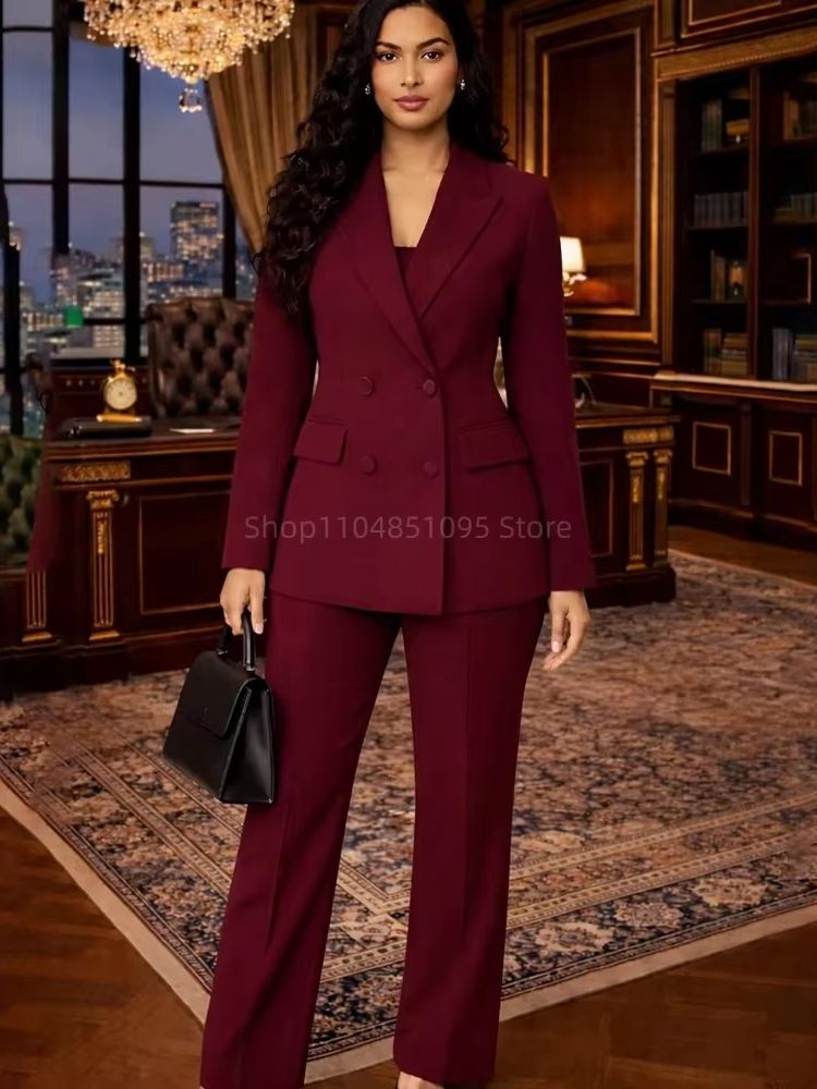 Fashion Chic Burgundy Suits fo - Women'S Fashion Jersey 评论和价格