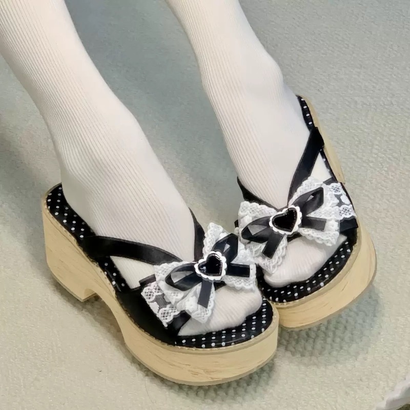 Sweet Bow Wood Grain Thick Bot - Women'S Fashion Line 评论和价格