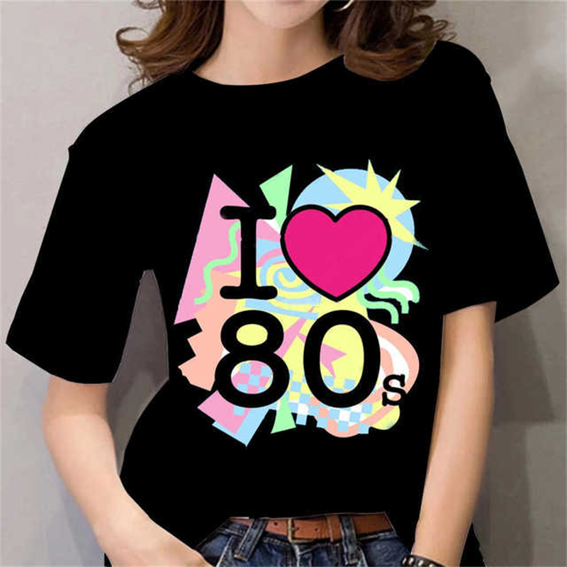 80s Womens T Shirt Femal Black - Women'S Fashion In The 80S 评论和价格