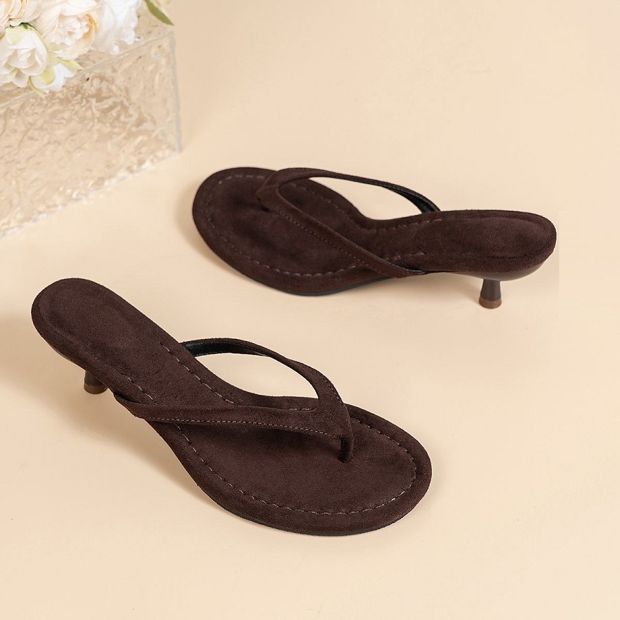 New Faux Suede Heeled Thong Sa - Women'S Fashion Line 评论和价格